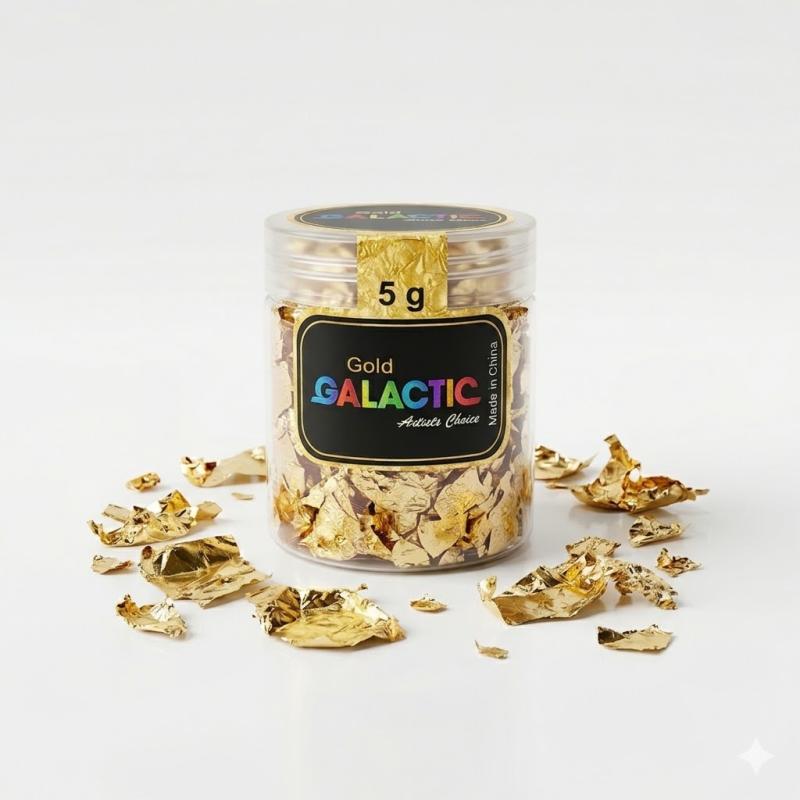 Gold Leaf Flakes 5g Jar – Metallic Foil for Resin, Art & Crafts