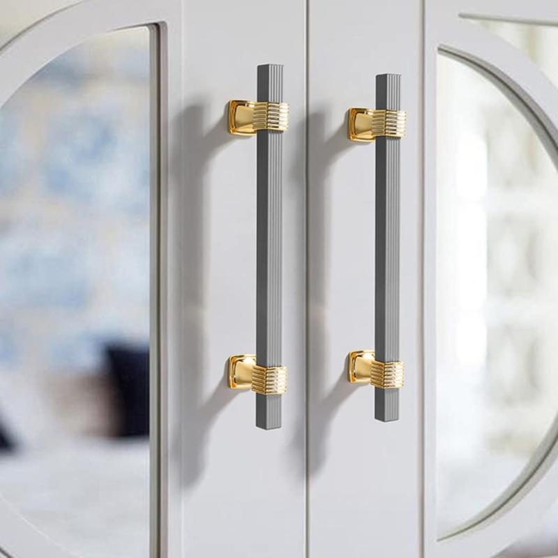 مقابض خزائن ألمنيوم لون ذهبي رمادي قطعتين