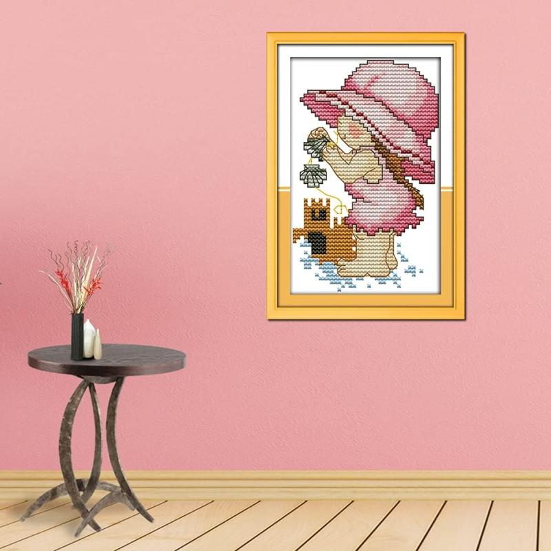 طقم تطريز كروس ستيتش مطبوع صغير 11CT تصميم صيفي للأطفال