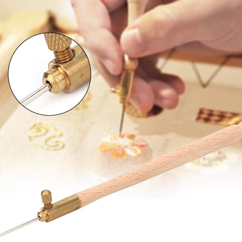 Oumefar Wooden Embroidery Needle Tool with 2 Needles