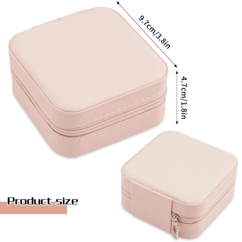 Pink Mini Travel Jewelry Box with Velvet Interior
