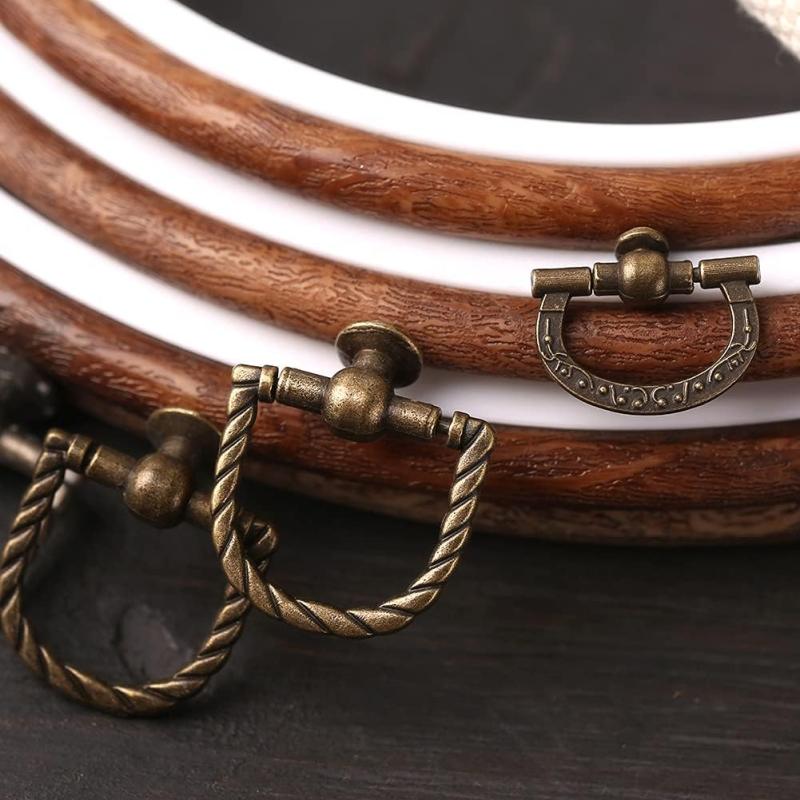 طارة تطريز بيضاوية بنقشة خشب