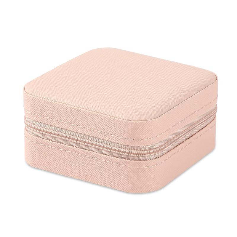 Pink Mini Travel Jewelry Box with Velvet Interior