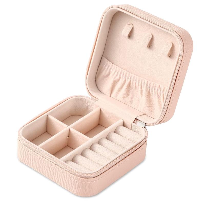 Pink Mini Travel Jewelry Box with Velvet Interior