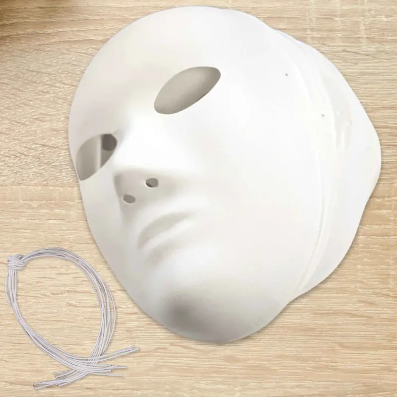 White Paper Mache Masks for Painting and DIY Crafts