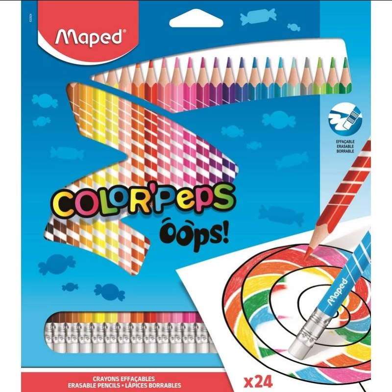 Maped Color’Peps Oops! Erasable Color Pencils 24 Colors