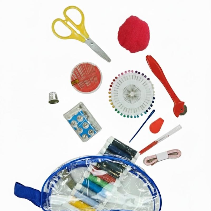 عدة خياطة صغيرة بحقيبة مع ملحقات