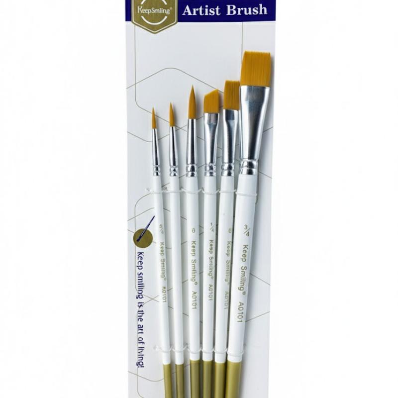 Keep Smiling 5-Piece Paint Brush Set – Angled, Round & Filbert