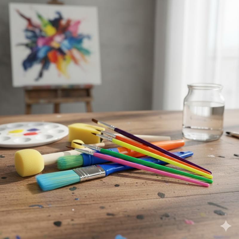 طقم فرش وإسفنج للرسم للأطفال