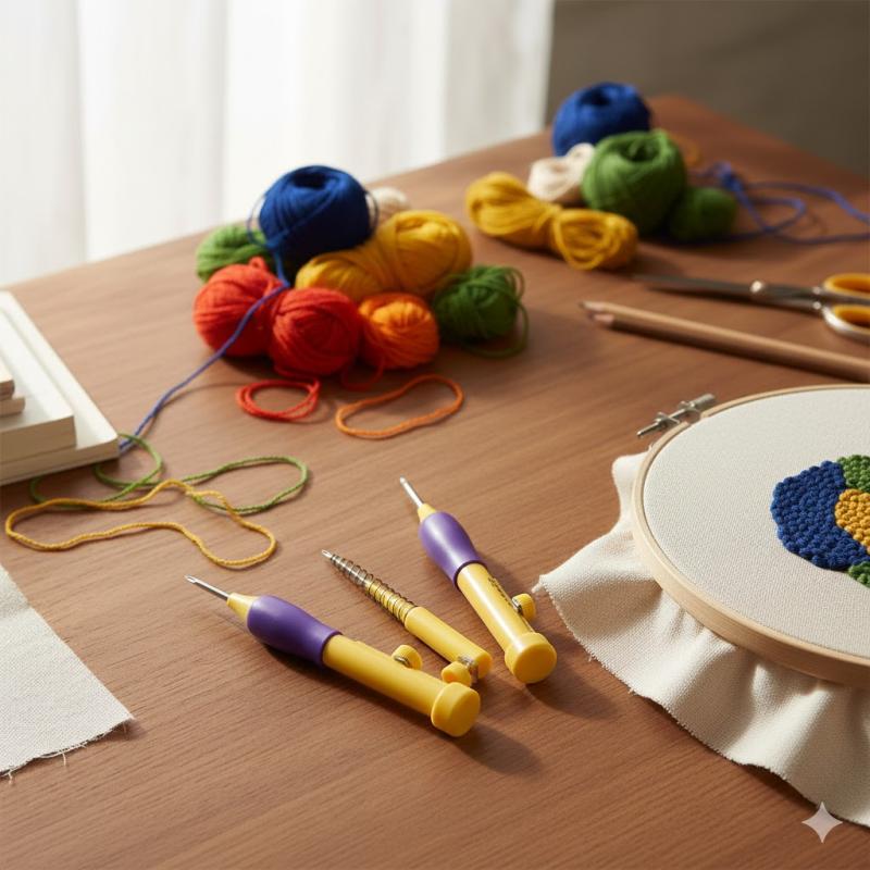 طقم إبرة التطريز Punch Needle مع 3 إبر وقلم قابل للتعديل