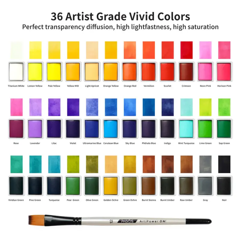 طقم ألوان مائية من PAGOS – مجموعة فنية متكاملة بجودة احترافية